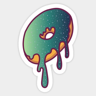 Dripping Galaxy Donut (Green) Sticker